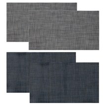 까사마루 다용도 테이블 매트 프리미엄 라인 4p 세트, 그레이, 딥블루, 45 x 30 cm