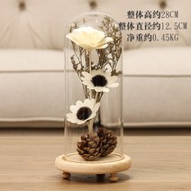 기념일선물 말린부케캔들 프리저브드플라워만들기 부케선물 20대후반여자생일선물 프리저브드무드등 주얼리커버 유리소품 웨딩슈즈케이스 유리돔 생일선물, 잣 두 개 라지(무등금)