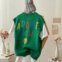 키메라제이 스마일오픈 단추 브이넥 레이어드 조끼 니트 베스트 4color