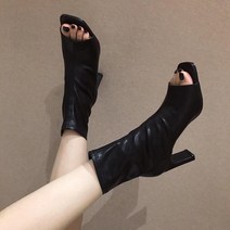 앵클 토오픈 부츠힐