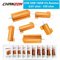 가변 저항2개 25W 50W 100W 알루미늄 고출력 금속 케이스 권선 고정 저항기 0.01 - 10K 옴 더미로드 와이어, 24 50W 12R