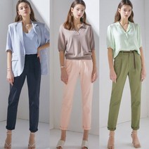 WOW374 SHOP 편안한 여성밴딩팬츠 봄 여름 면바지(코튼팬츠) 3종세트 (네이비+카키+핑크 3컬러 3장)