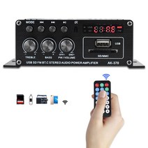 AK-370 오디오 전력 증폭기 20W + 자동 음악 서브 우퍼 스피커 DC 12V 디지털 앰프 미니 HIFI 스테레오 USB OTG 입력, 단일옵션