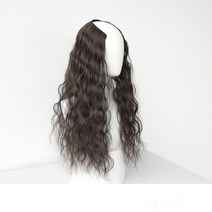 히피 펌 반 가발 U자 형 티안나는 긴 붙임 머리 굵은 곱슬 여성 웨이브 헤어 자연스러운 10 20 30 대, 브라운블랙(60CM), FREE SIZE