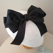 오브젬 ]블랙 풍성한 블랙 테일 리본 헤어핀 H183