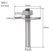 1/4 "생크 고품질" T 비스킷 조인트 슬롯 커터 조인트/슬로팅 라우터 비트 목재 작업, 01 NO1