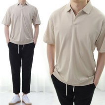 남자 카라 오버핏 반팔티 여름 면 기본 티셔츠