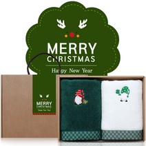 더헤리티지 로또 180g x 2p 수건선물세트 크리스마스 어린이집 유치원 학교 교회 기업 회사 기념 답례품, C세트 / 루돌프스티커