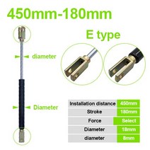 공압 부품 18*8 막대 스트로크 가스 봄 접이식 힌지 50N-500N/5kg-50kg 포스 리프트 지원 구멍 센터 거리 5, 05 E type_07 400N