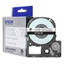 EPSON ST12S-PX 라벨테이프 바탕 투명 글씨 흰색 12mm, 단일옵션
