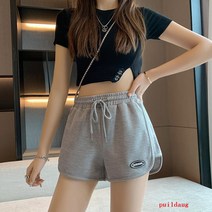 핫 팬츠 여성면 캐주얼 스포츠 와이드 레그 반바지
