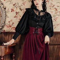 개화기 경성 스타일 사진 광고촬영 원피스 유로파탈 빈티지 세트 여 가을 블랙 셔츠