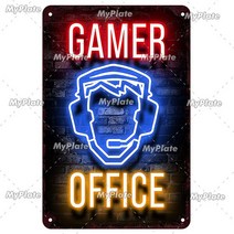 led글씨 네온바 [MyPlate] 빈티지 게임 영역 네온 사인 금속 플레이트 틴 로그인 벽 장식 홈 바 플라크 남, 06 10933_01 20x30cm