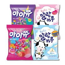 소프트캔디 모음 마이쮸 대용량(284g) + 말랑카우 대용량(158g), 마이쮸 딸기복숭아 2개+말랑카우밀크 1개, 1세트