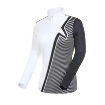 [볼빅골프웨어] [결제할인쿠폰][볼빅] 여성 골프 스트라이프 배색 반집업 티셔츠 VLTSJ