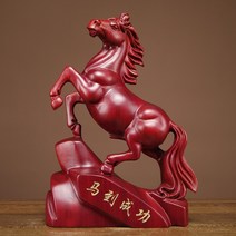 개업 공예 기념 나무 말 선물 승진 장식품 적토마 조각 조각상 집들이 축하 트로이 풍수 행운 홈 회사 흑마, BB.정밀붉은꽃배일마당선-길이40cm