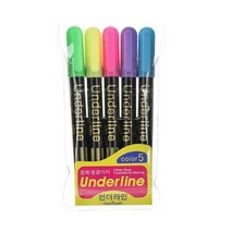 언더라인 형광펜 4MM 5색세트 사무용품 형광팬