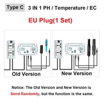 3-in-1 WiFi 수질 검출기 PH/ORP/TEMP 전극 BNC 유형 프로브 수족관 수경법 모니터 용 테스터, 10 Type C 3 IN 1 EU