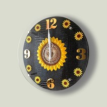 명품 해바라기 북유럽 인테리어 무음 벽시계, 무소음벽시계