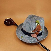 체크 패턴 페도라 골프 그림 아트테크 중절모 가을 품격있는 라운딩 남녀공용 모자 hat, 추가없음, 체크베이지