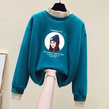 풀오버 맨투맨 여성 1144# 가을겨울 기모에 도톰한 반폴라 자수 박시 뉴타임즈 Z