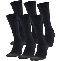 언더아머 남여공용 Performance Tech 크루 삭스 6개입 - 블랙 양말 20M292006, XL, Black