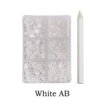 혼합 크기 반원형 진주 1000 개/1 상자 플랫백 모조 수지 비즈에 루즈핏 흰색 접착제 DIY 쥬얼리 손톱 만들기 예술 공예품, White AB