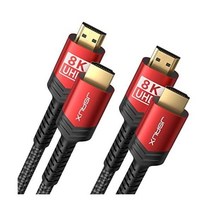 JSAUX 8K HDMI Cable 2.1 3ft 48Gbps & 4K Ultra 하이스피드 Braided Cord @ 120Hz 144Hz 60Hz HDCP 2.2 2.3, 3ft_Red | 1