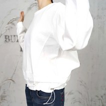 벅시루 여성 노노 뒷주름 소재배색 스트링 긴팔티