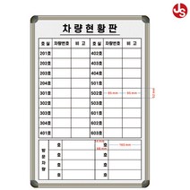 주차장 차량번호메모판 차량기록현황판 900x600 주차관리판 도안보드 주문제작, 일반형