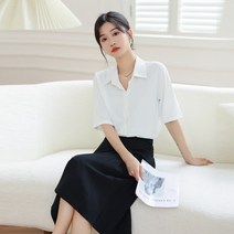여름 여성을위한 패션 단색 짧은 소매 쉬폰 셔츠2022통근 조커 전문 셔츠 탑의 새로운 한국어 버전