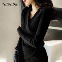나바바 NK375 여성 세련미 브이넥 니트