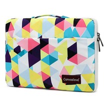 Canvaslove 핑크 국화 노트북 슬리브 케이스 가방 포켓 포함 맥북 프로 16 및 15인치-156인치 노트북용, Green Flower (2 Pockets)