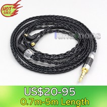해외구매 이어폰연장선 LN006591 3.5mm 2.5mm XLR 4.4mm 8 코어 실버 도금 OCC 이어폰 에티모틱 ER4SR ER4XR ER3XR ER3SE ER2XR ER2, 23.4.4mm - 4m