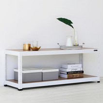 슈랙엣홈 무볼트 조립식앵글선반 2단 블랙 화이트 스탠드선반, 선반 2단 높이600 화이트/400x300 (WxD)