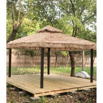 조립식파고라 원두막 정자 썬데크 옥상 농막 펜션, 3x3m 초가지붕 캐노피(커튼 없음)한정세일
