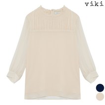 셔링 7부 백 지퍼 블라우스 (TABAD2460)