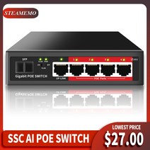 네트워크 스위치 steamemo 기가비트 4 포트 poe 스위치 48v 내장 전원 ip