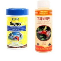 테트라 구피푸드 사료 소 + 구피 비타민 120ml, 1세트