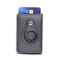 스마트 카드 리더기 휴대용 카드단말기 스마트 에어 태그 지갑 RFID 슬림 디자인 프리미엄 탄소 섬유 가죽, 09 T-Gray