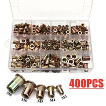 볼트캡 아연 도금 탄소강 널링 너트 리벳 건 플랫 헤드 나사산 인서트 캡 M3 M4 M5 M6 M8 400 개, 02 Only 400개 M3M8