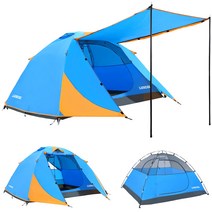 LUXCOL 원터치 초간편 접이식 텐트 파란 3-4인용 (천장 열린형 야경구경 가능)