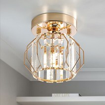 크리스탈 현관센서등 직부등 프리즘 1등 베란다 계단 직부등, 센서, 체리골드, E26_LED콘벌브(주광색_하얀빛)1개