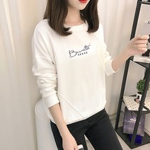 일월전빵 기본 라운드넥 레터링 가을겨울 여성 긴팔 티셔츠 B-C023