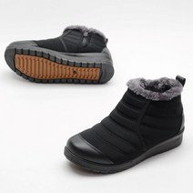중년여성 겨울 가볍고 따뜻한 굽낮은 패딩부츠 털부츠 발편한 털신발 3cm