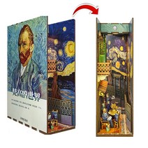 Diy 도서 구석 나무 책장 선반 삽입 키트 모델 오션 룸 박스 수제 건물 미니어처 가구 홈 인테리어 선물, 03 03_01 80x182x245mm