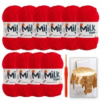 [니뜨] 밀크얀 뜨개실 x 10볼 + 모사용 코바늘 5/0호 + 모티브 블랭킷도안, 10_레드