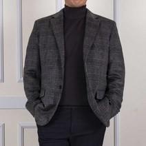 중년 남자 겨울 모직 양트임 체크 콤비 신사 자켓