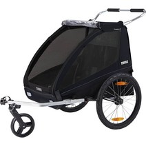 툴레 Thule Coaster XT 2인용 자전거 트레일러 유모차, 블랙