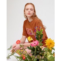 22SS [DAKS LONDON STUDIO] 브라운 로고자수 면 반팔티셔츠 DLTS2BT03W1